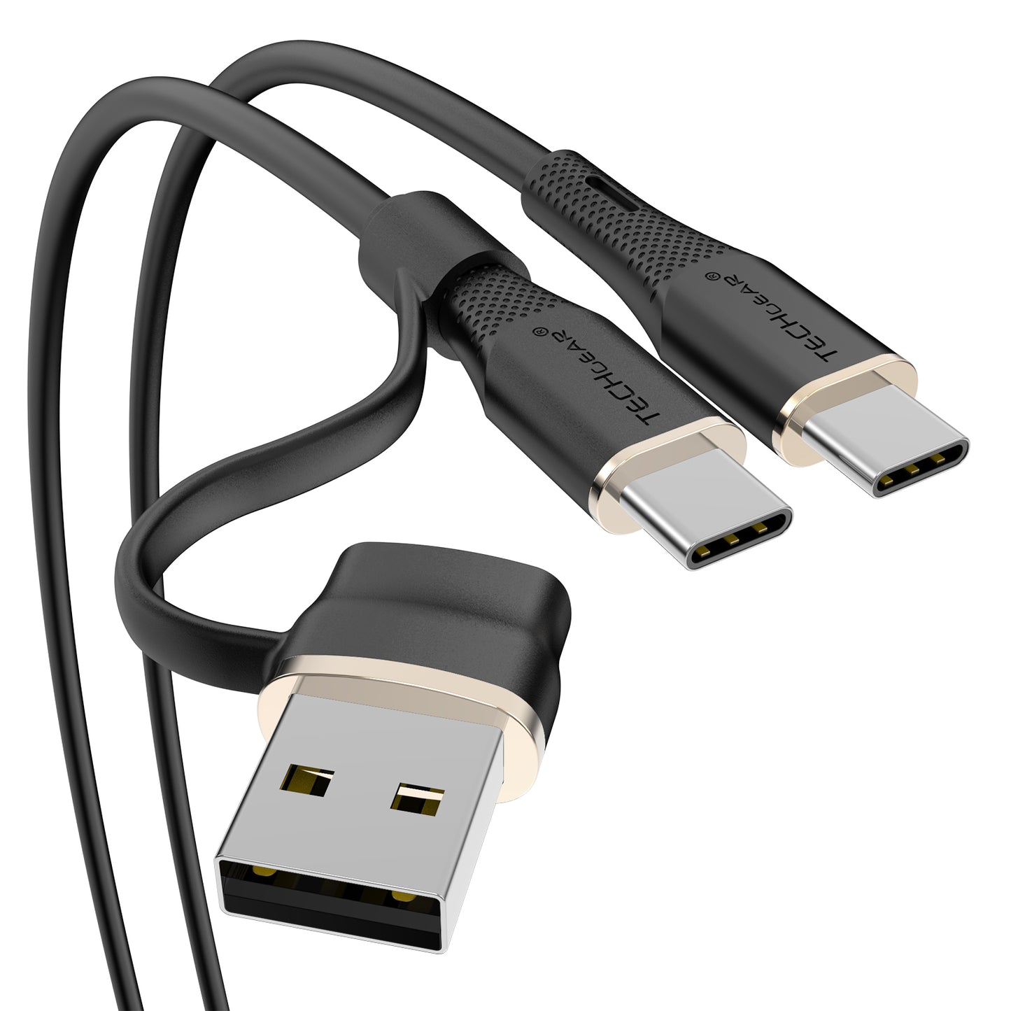 100w Fast charging soft silicone cable with USB-C and USB-A 2in1 connectors