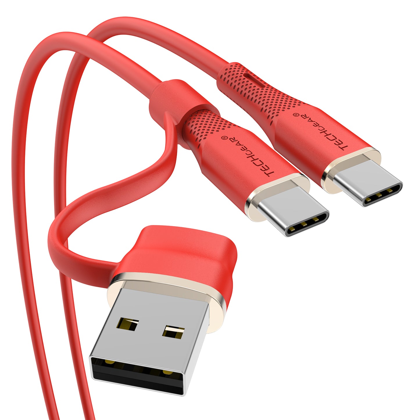 TECHGEAR 2-in-1 100 W USB-A/C to USB-C Soft Silicone Fast Charging Cable – Tangle-Free, PD 3.0/QC 4.0, E-Marker – Black | Red | White – 30 cm | 1 m | 2 m | 3 m | 2 Pack | 3 Pack