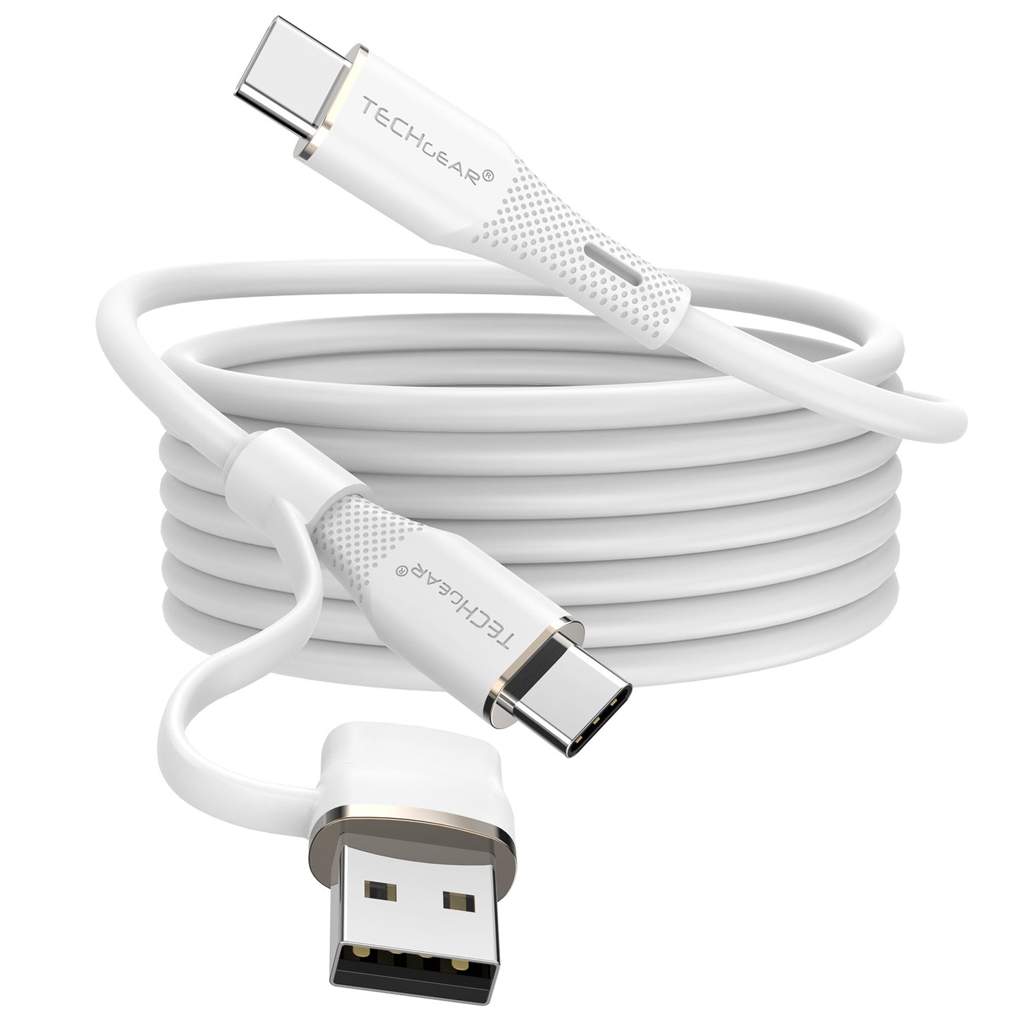 TECHGEAR 2-in-1 100 W USB-A/C to USB-C Soft Silicone Fast Charging Cable – Tangle-Free, PD 3.0/QC 4.0, E-Marker – Black | Red | White – 30 cm | 1 m | 2 m | 3 m | 2 Pack | 3 Pack