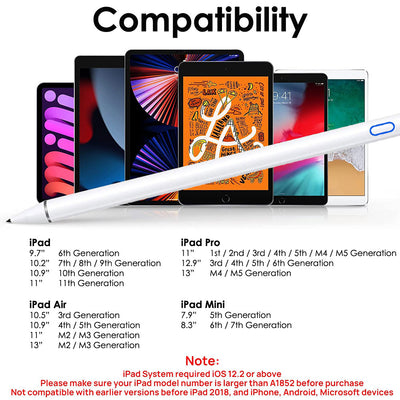 Stylus Pen for iPad with Palm Rejection, TECHGEAR Active Pencil Compatible with (2018-2025) iPad Pro 11/12.9/13 inch, iPad A16 11th/10th/9th/8th/7th/6th, Air 11/13/5th/4th/3rd, Mini 7th/6th/5th Gen