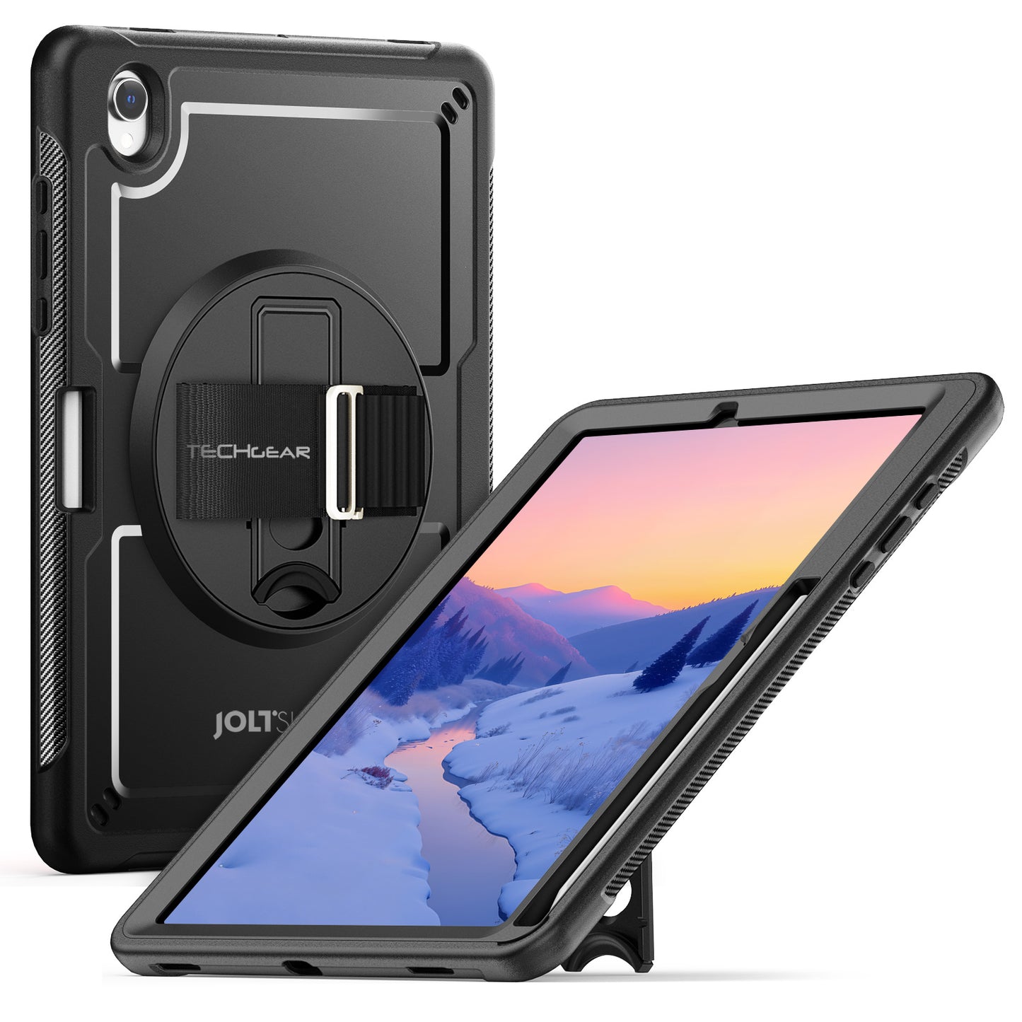 TECHGEAR JOLT Case for Samsung Galaxy Tab S11 11" (SM-X730 / SM-X736) – Slim Rugged Case with S-Pen Holder, 360° Stand, Hand Strap & Shoulder Strap