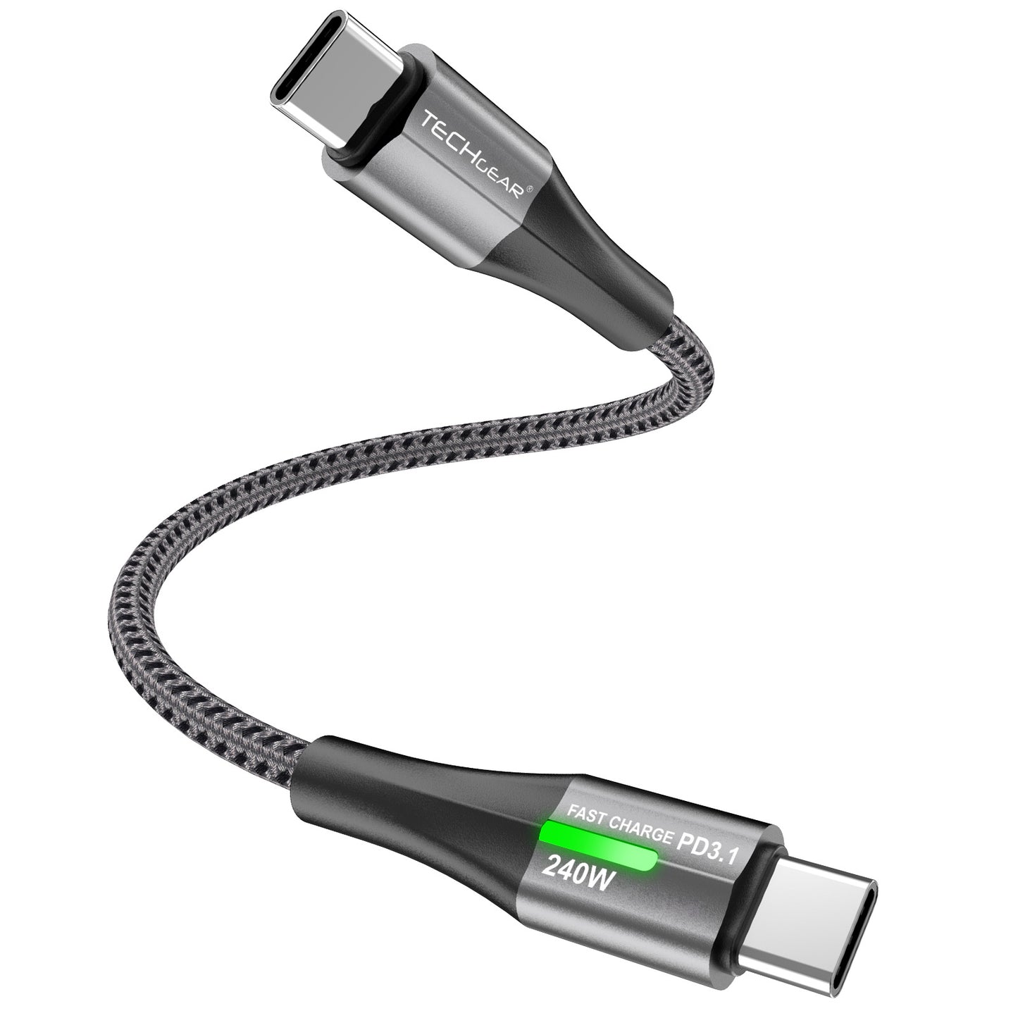 TECHGEAR 240 W USB-C to USB-C Super Fast Charging Cable with LED Light – PD 3.1 / 48 V 5 A, E-Marker, Nylon Braided – 0.3 m | 1 m | 2 m | 3 m | 2 Pack | 3 Pack