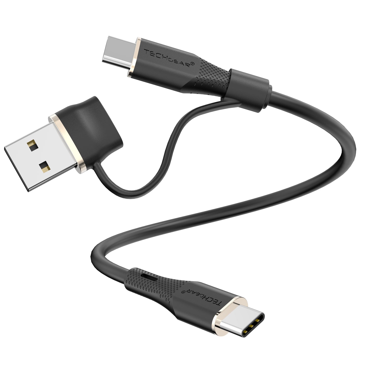 TECHGEAR 2-in-1 100 W USB-A/C to USB-C Soft Silicone Fast Charging Cable – Tangle-Free, PD 3.0/QC 4.0, E-Marker – Black | Red | White – 30 cm | 1 m | 2 m | 3 m | 2 Pack | 3 Pack