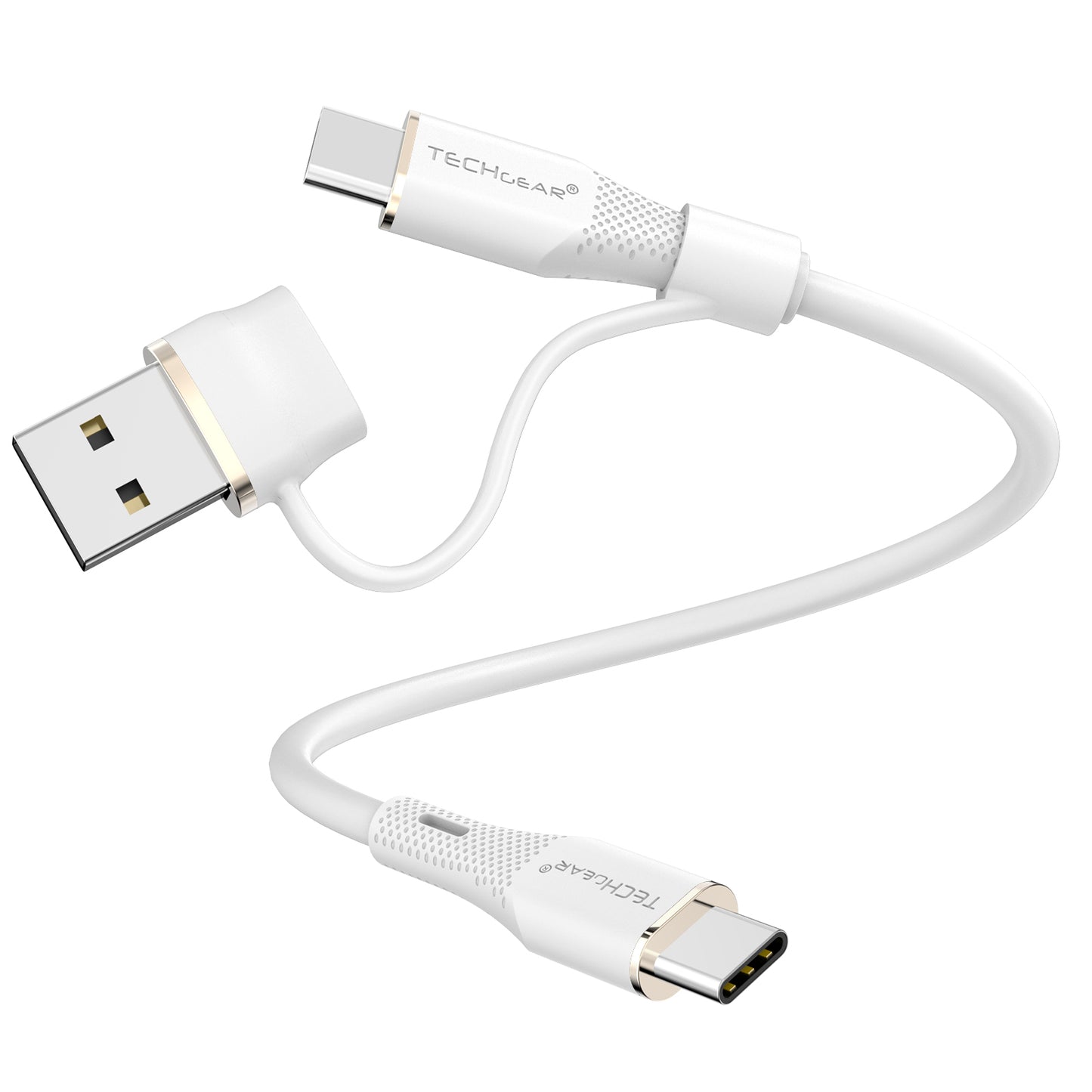 TECHGEAR 2-in-1 100 W USB-A/C to USB-C Soft Silicone Fast Charging Cable – Tangle-Free, PD 3.0/QC 4.0, E-Marker – Black | Red | White – 30 cm | 1 m | 2 m | 3 m | 2 Pack | 3 Pack