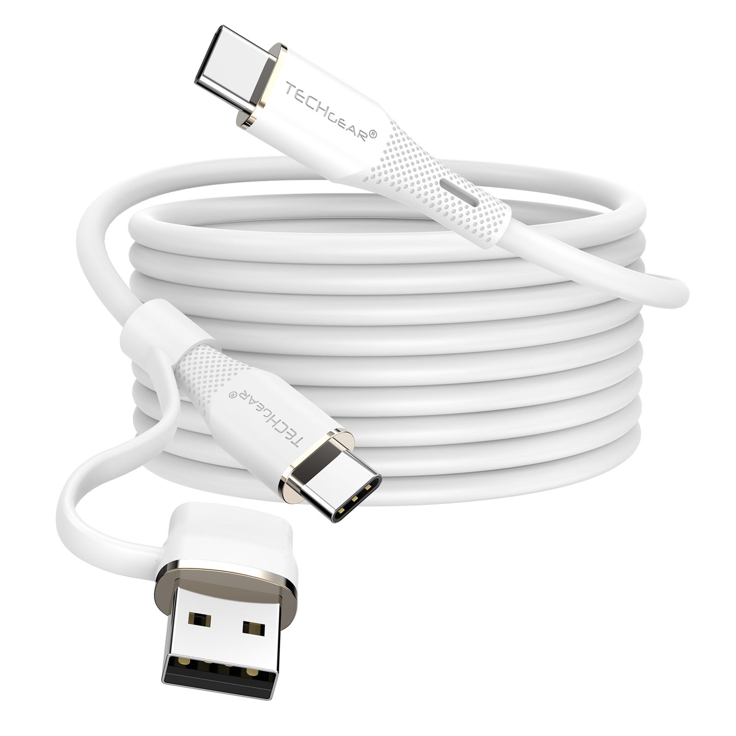 TECHGEAR 2-in-1 100 W USB-A/C to USB-C Soft Silicone Fast Charging Cable – Tangle-Free, PD 3.0/QC 4.0, E-Marker – Black | Red | White – 30 cm | 1 m | 2 m | 3 m | 2 Pack | 3 Pack