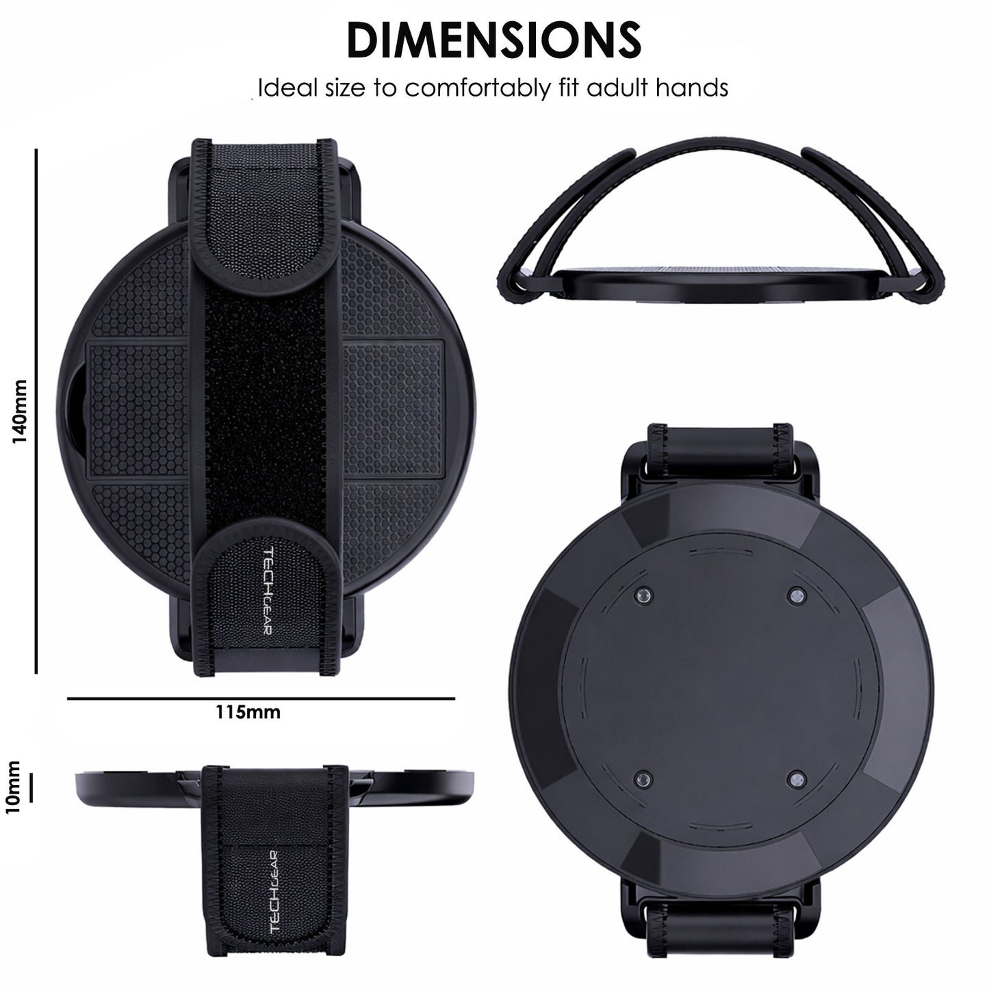 TECHGEAR Universal Tablet Hand Strap Holder & Stand – 360° Rotating Grip with Kickstand for iPad & Tablets 7–13"