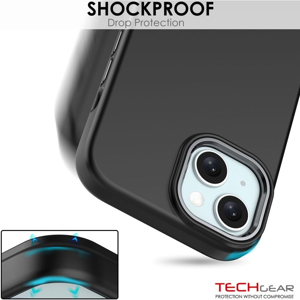 TECHGEAR iPhone 15 Magnetic Silicone Case, Premium Liquid Silicone Anti-Scratch Compatible with MagSafe Soft Gel Rubber, Microfibre Lining Shockproof Phone Case For iPhone 15 6.1" - Black