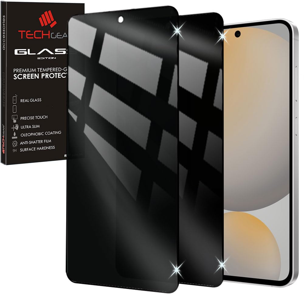 TECHGEAR Privacy 3D Glass Screen Protector for Samsung Galaxy S25 FE & S24 FE – Anti-Spy, Full Coverage 3D Tempered Glass, Case Friendly – 1 Pack / 2 Pack