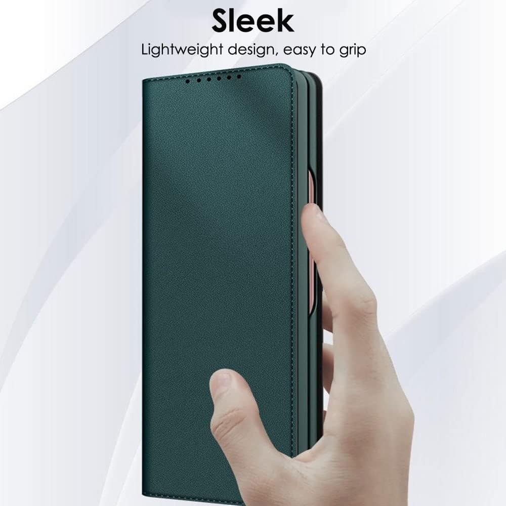 Galaxy Z Fold 5 Leather Wallet Case, Detachable Magnetic 2in1 Case with Screen Frame, Card Wallet & Stand - Black PU Leather for Samsung Z Fold 5