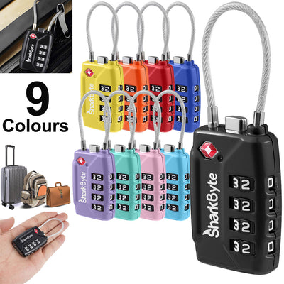 TSA Suitcase Locks – 4-Dial Combination Travel Padlocks with Flexible Cable – TSA Approved Luggage Locks for Suitcases, Bags, Gym & Lockers – Available in 9 Colours (1 Pack / 2 Pack / 3 Pack / 4 Pack)