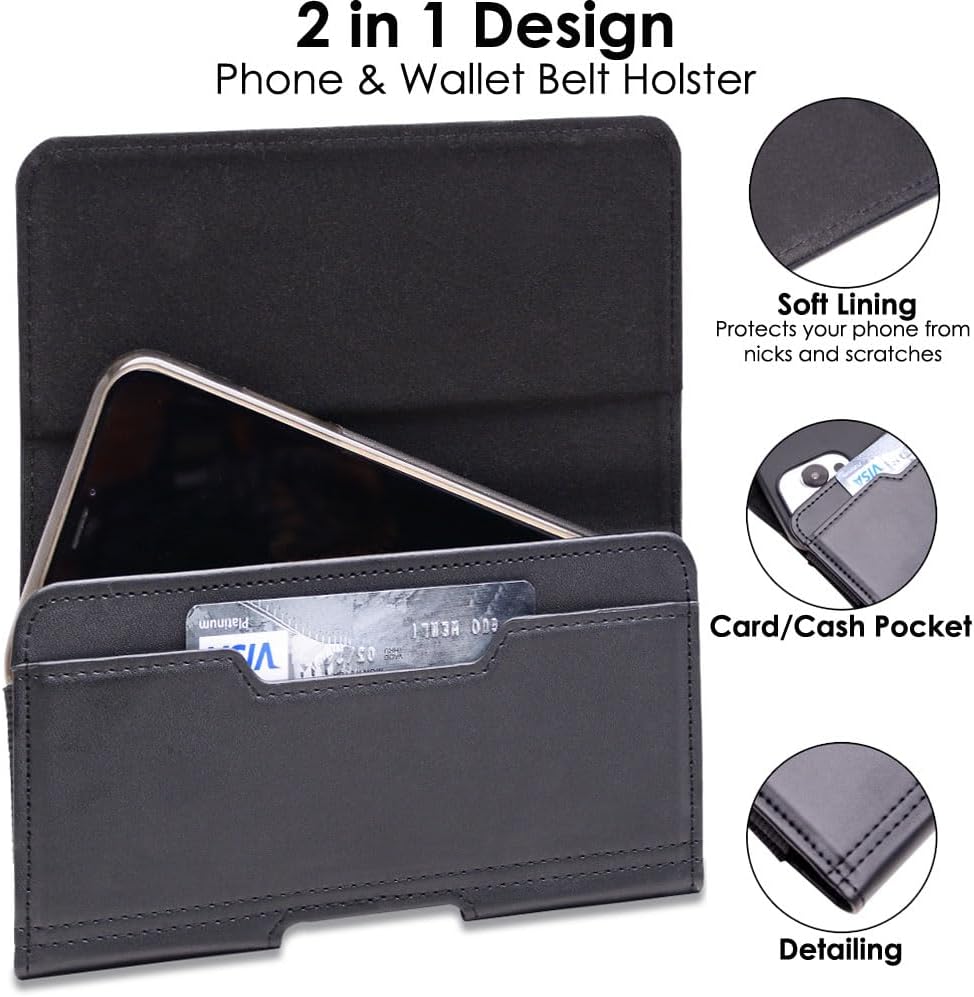 RFID Blocking Card Holder PU Leather Holster Pouch Case with Belt Clip & Loop