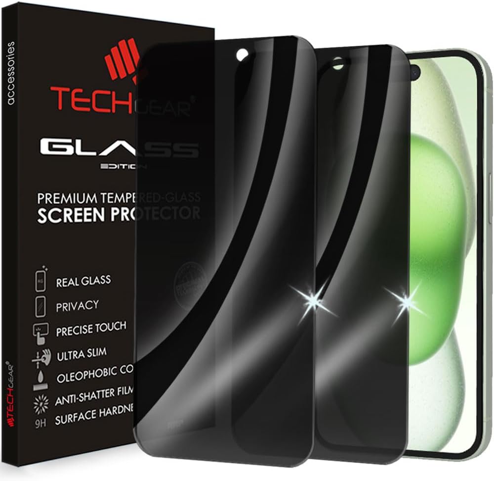 iPhone 15 Plus Anti Spy, Privacy Full Coverage 3D Tempered Glass Screen Protectors