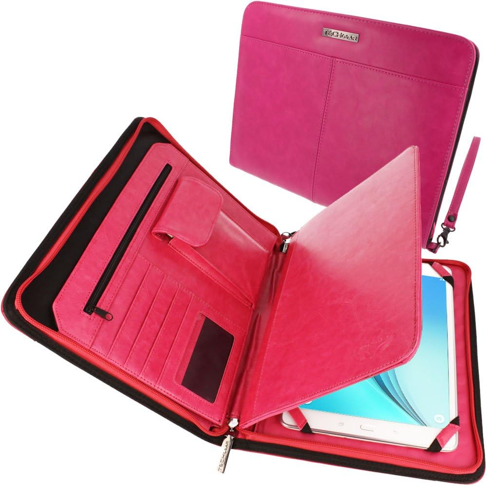 Executive Leather Folio Organiser with Anti-Shock Bubble Interior and Stash Pockets, Pouches and Card Slots