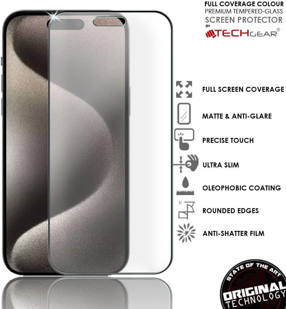 iPhone 15 Pro Max Anti Glare, Matte Full Coverage 3D Tempered Glass Screen Protectors