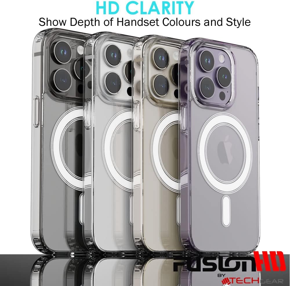 Apple iPhone 15 Pro Magnetic Case - Shockproof, Anti-Scratch, Slim & Light, Hybrid Drop Protection, Gel Bumper & Clear Hard Back MagSafe Case