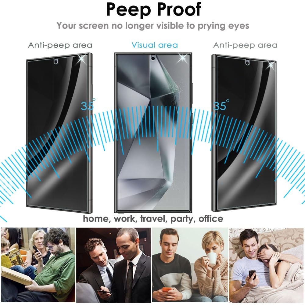 Samsung Galaxy S25 Ultra Anti Spy, Privacy Full Coverage 3D Tempered Glass Screen Protectors