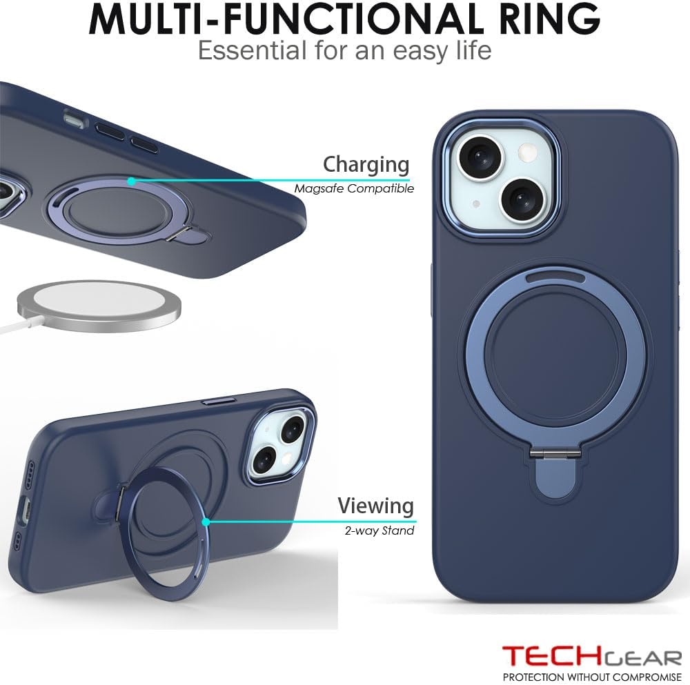 Premium Liquid Silicone Shockproof Anti-Scratch Magnetic Kickstand Case, Soft Microfibre Lining, Compatible with MagSafe Case for iPhone 15 6.1"