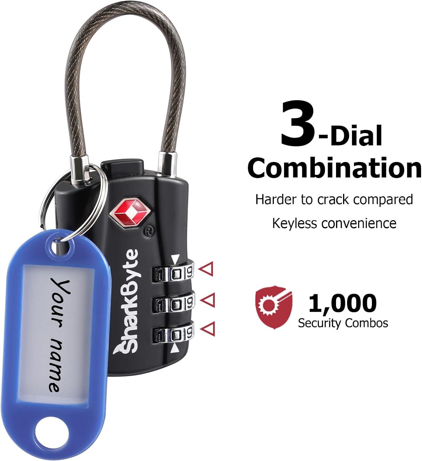 TSA Suitcase Locks 3-Dial Security Travel Combination Padlock
