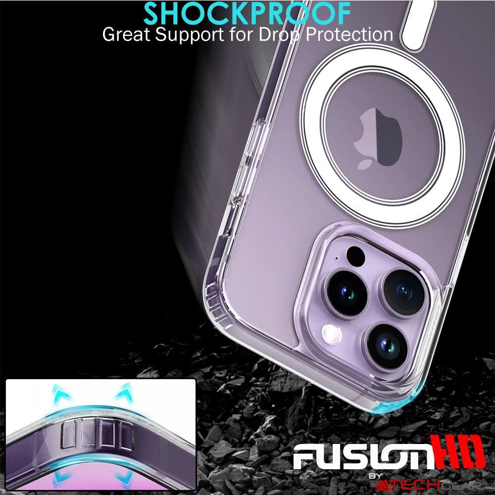 Apple iPhone 15 Pro Magnetic Case - Shockproof, Anti-Scratch, Slim & Light, Hybrid Drop Protection, Gel Bumper & Clear Hard Back MagSafe Case