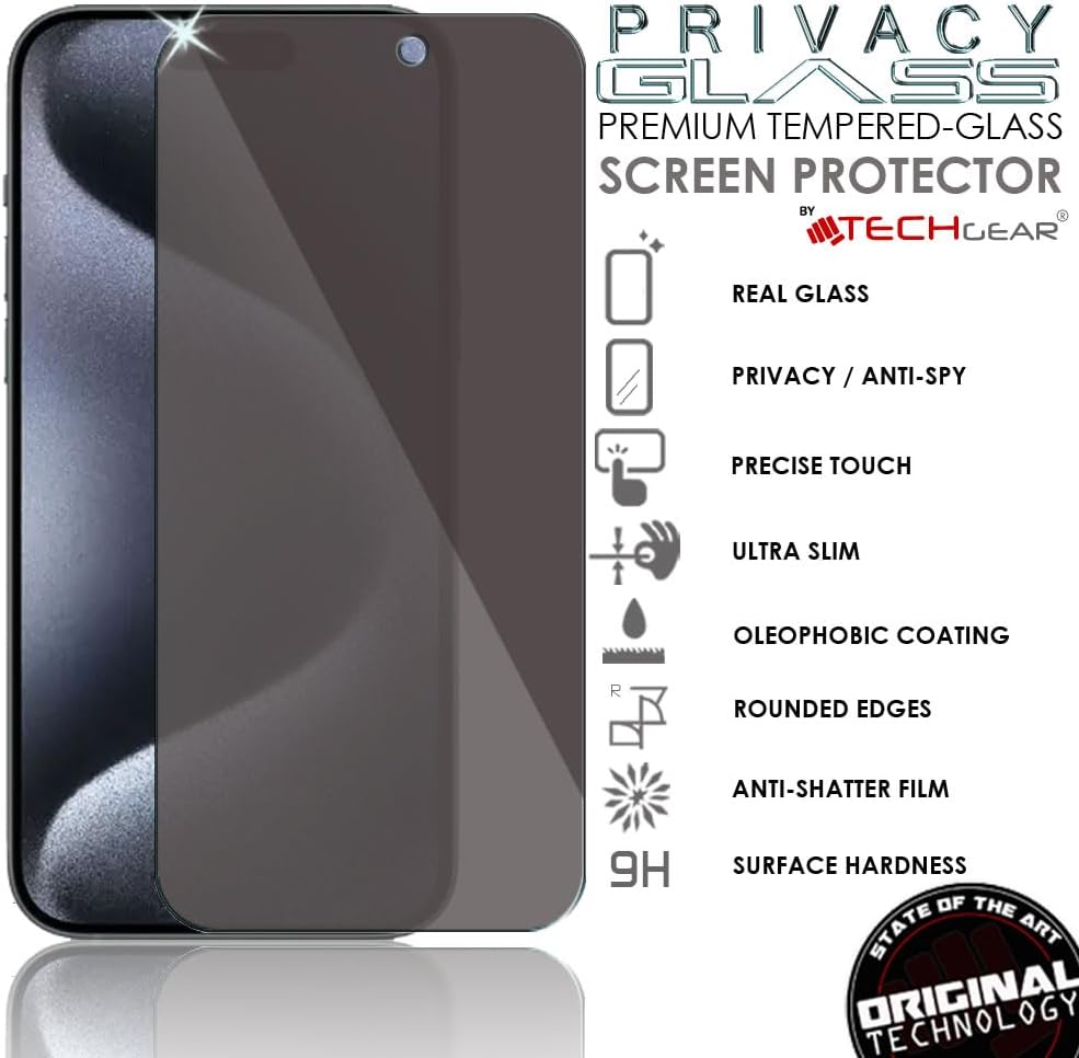 iPhone 15 Pro Anti Spy, Privacy Tempered Glass Screen Protectors