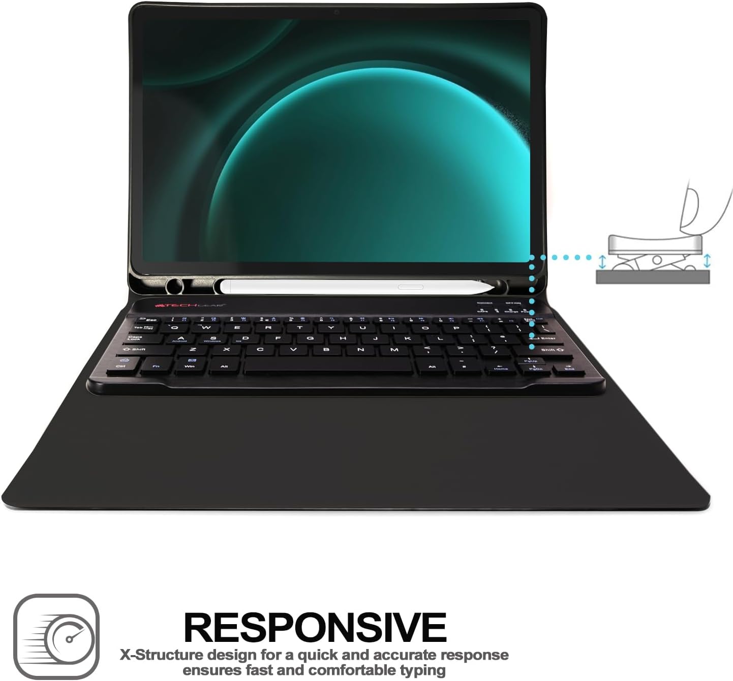 TECHGEAR Strike Folio Keyboard Case for Samsung Galaxy Tab S10 Plus (S10+) / S9 Plus (s9+) 12.4" (SM-X820, X826, X810, X816) – UK QWERTY, Detachable Bluetooth Keyboard, Slim Protective Stand Cover, S Pen Compatible