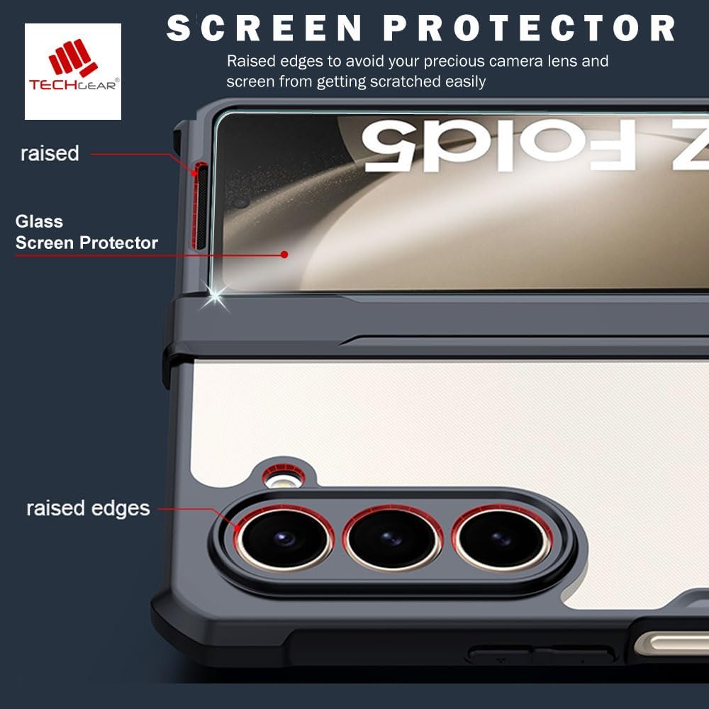 Samsung Galaxy Z Fold 5 Tough Case, Screen Protector Case with Hinge Protection Protective Case Heavy Duty with Built-in Glass Screen Protector