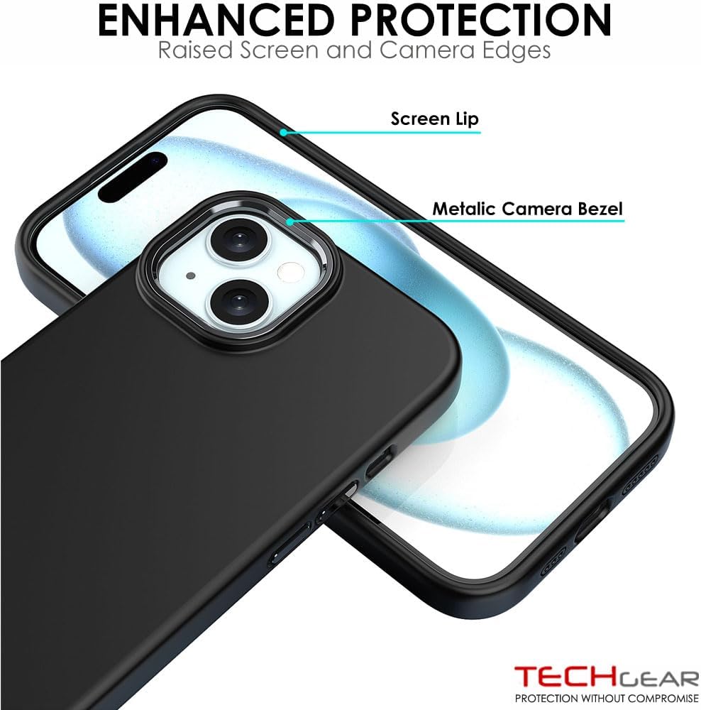 TECHGEAR iPhone 15 Magnetic Silicone Case, Premium Liquid Silicone Anti-Scratch Compatible with MagSafe Soft Gel Rubber, Microfibre Lining Shockproof Phone Case For iPhone 15 6.1" - Black