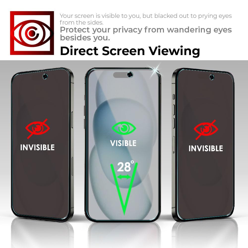 IPhone 16 Pro Max Anti Spy, Privacy Tempered Glass Screen Protectors