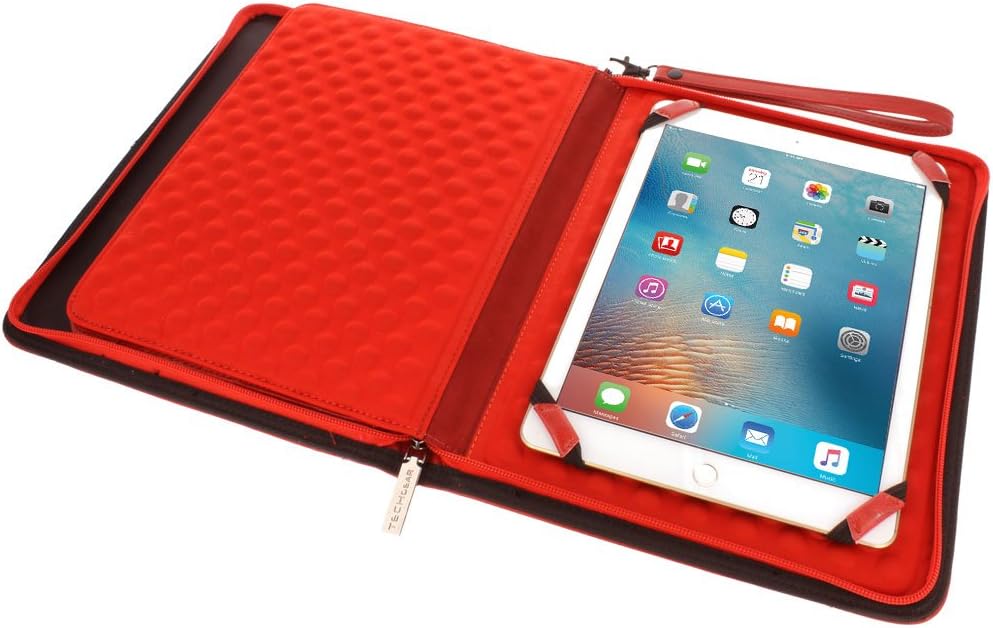 Executive Leather Folio Organiser with Anti-Shock Bubble Interior and Stash Pockets, Pouches and Card Slots