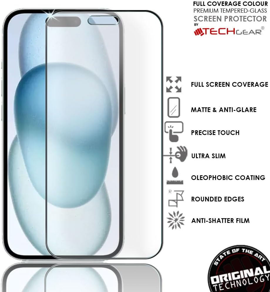 iPhone 16 Plus Anti Glare, Matte Full Coverage 3D Tempered Glass Screen Protectors