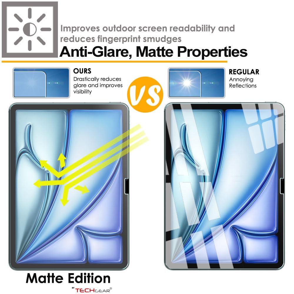 Apple iPad Air 13 inch 2025 / 2024, 7th & 6th Generation Anti Glare, Matte Tempered Glass Screen Protectors