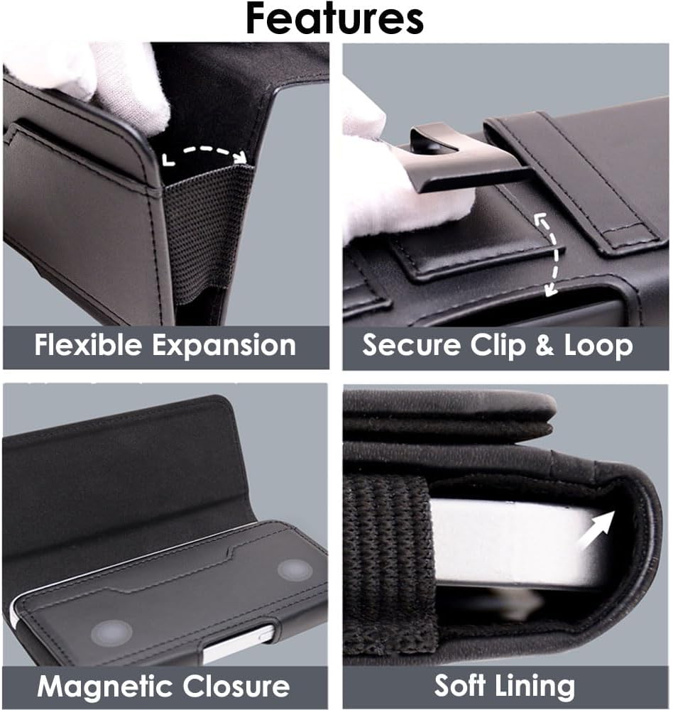 RFID Blocking Card Holder PU Leather Holster Pouch Case with Belt Clip & Loop