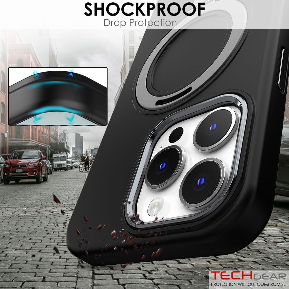 Premium Liquid Silicone Shockproof Anti-Scratch Magnetic Kickstand Case, Soft Microfibre Lining, Compatible with MagSafe Case for iPhone 15 Pro 6.1"