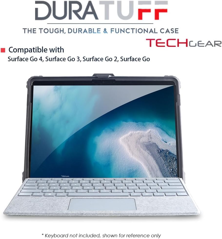 TECHGEAR DuraTUFF Case for Microsoft Surface Go 4/3/2 – Tough Rugged Heavy Duty Armour Case with Stand, Hand Strap & Shoulder Strap