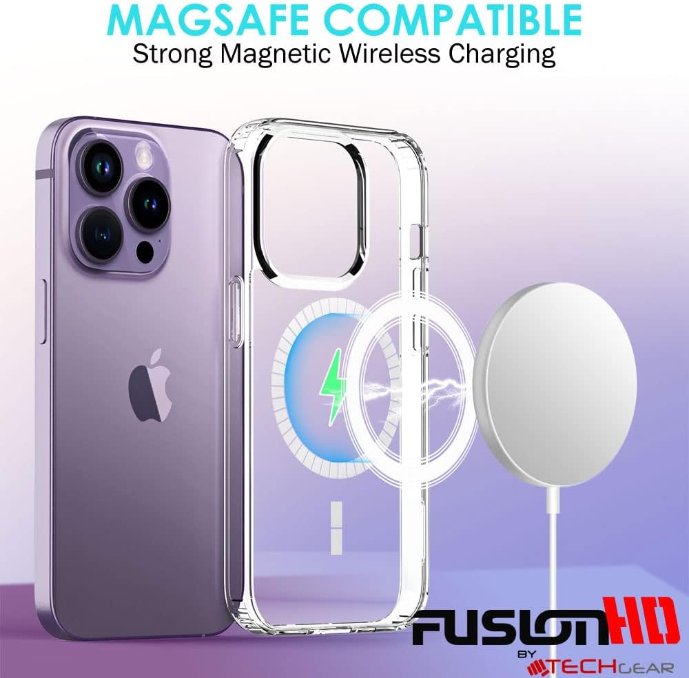 Apple iPhone 15 Pro Magnetic Case - Shockproof, Anti-Scratch, Slim & Light, Hybrid Drop Protection, Gel Bumper & Clear Hard Back MagSafe Case