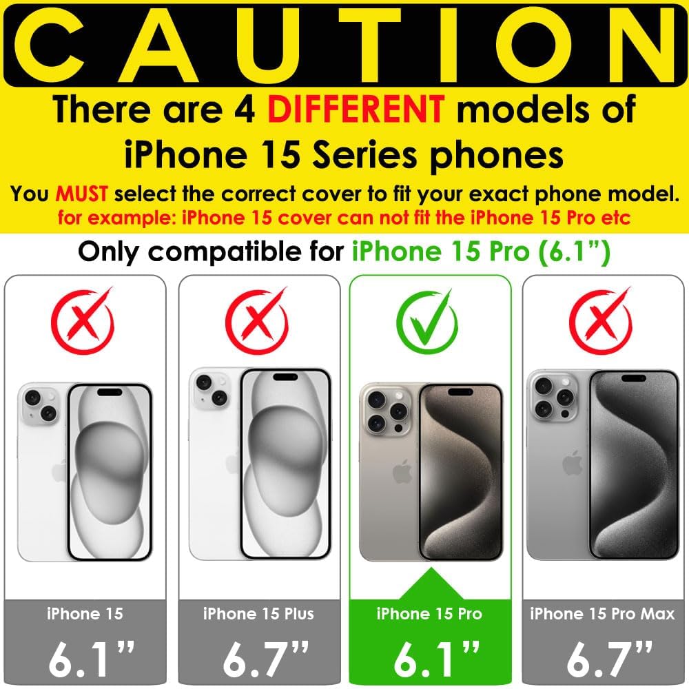 Apple iPhone 15 Pro Magnetic Case - Shockproof, Anti-Scratch, Slim & Light, Hybrid Drop Protection, Gel Bumper & Clear Hard Back MagSafe Case