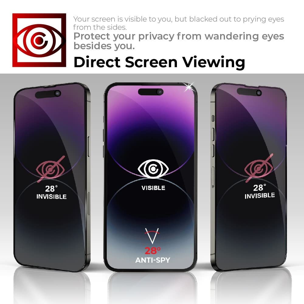 IPhone 16 Pro Max Anti Spy, Privacy Full Coverage 3D Tempered Glass Screen Protectors