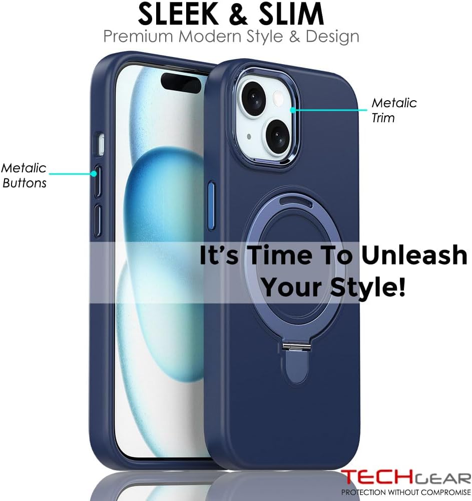 Premium Liquid Silicone Shockproof Anti-Scratch Magnetic Kickstand Case, Soft Microfibre Lining, Compatible with MagSafe Case for iPhone 15 6.1"