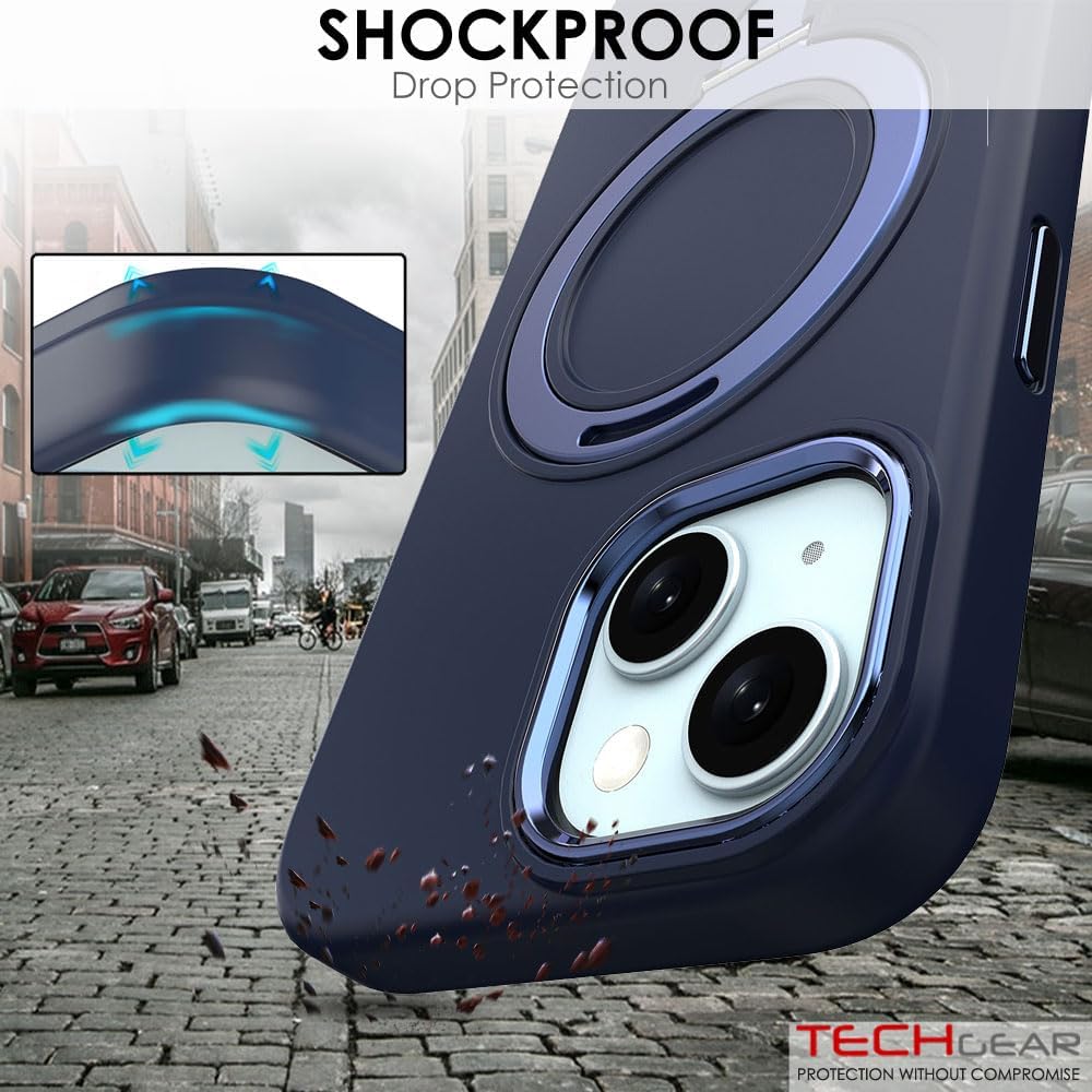 Premium Liquid Silicone Shockproof Anti-Scratch Magnetic Kickstand Case, Soft Microfibre Lining, Compatible with MagSafe Case for iPhone 15 6.1"