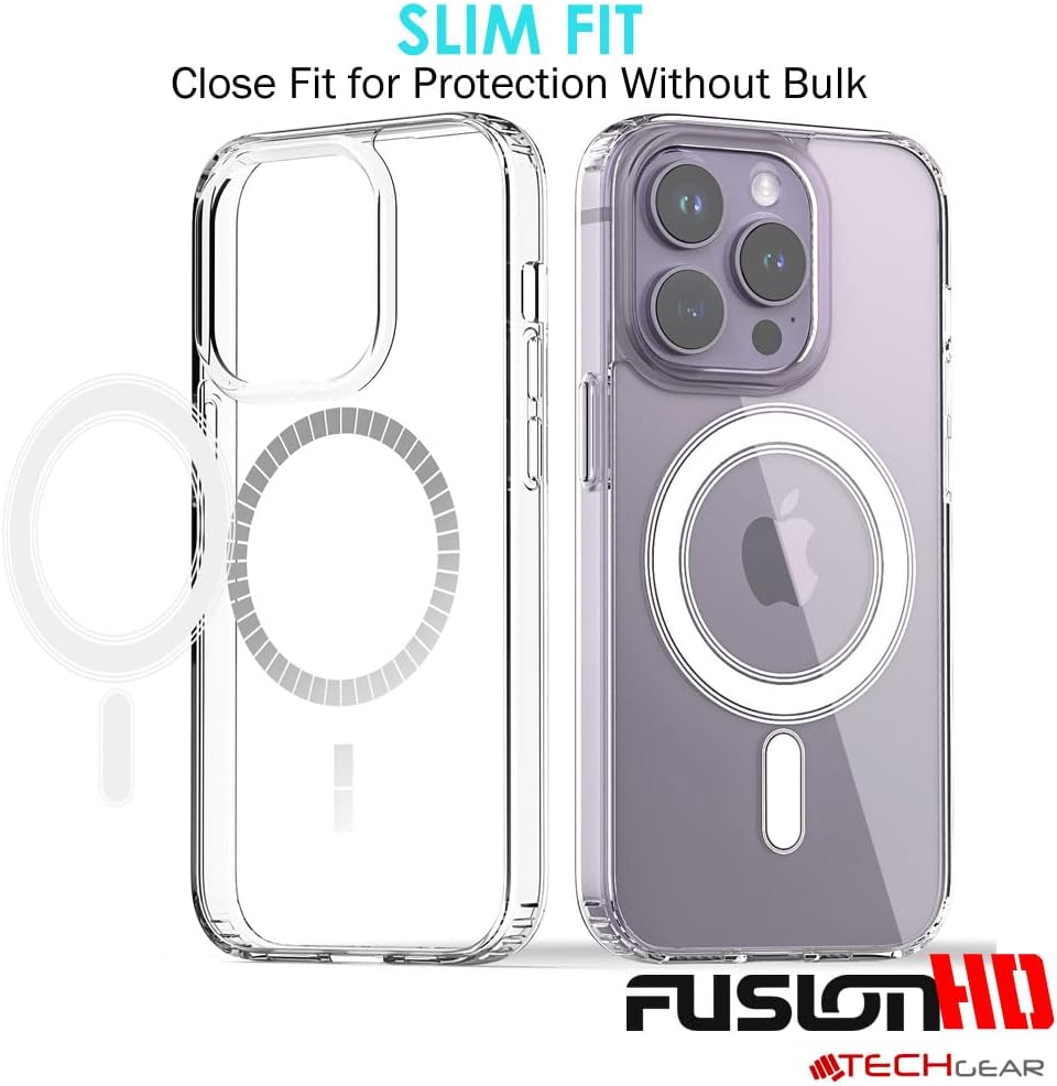 Apple iPhone 15 Pro Magnetic Case - Shockproof, Anti-Scratch, Slim & Light, Hybrid Drop Protection, Gel Bumper & Clear Hard Back MagSafe Case
