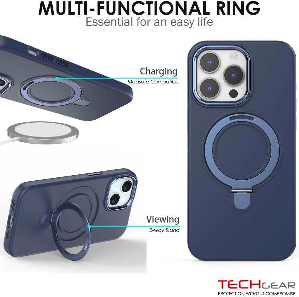 Premium Liquid Silicone Shockproof Anti-Scratch Magnetic Kickstand Case, Soft Microfibre Lining, Compatible with MagSafe Case for iPhone 15 Pro 6.1"