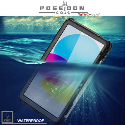 TECHGEAR iPad A16 Waterproof Poseidon Case 11th Generation (11" / 2025) & iPad 10th Gen 10.9 inch – Poseidon Rugged Shockproof Cover with Screen Protector, Stand, Shoulder & Hand Strap