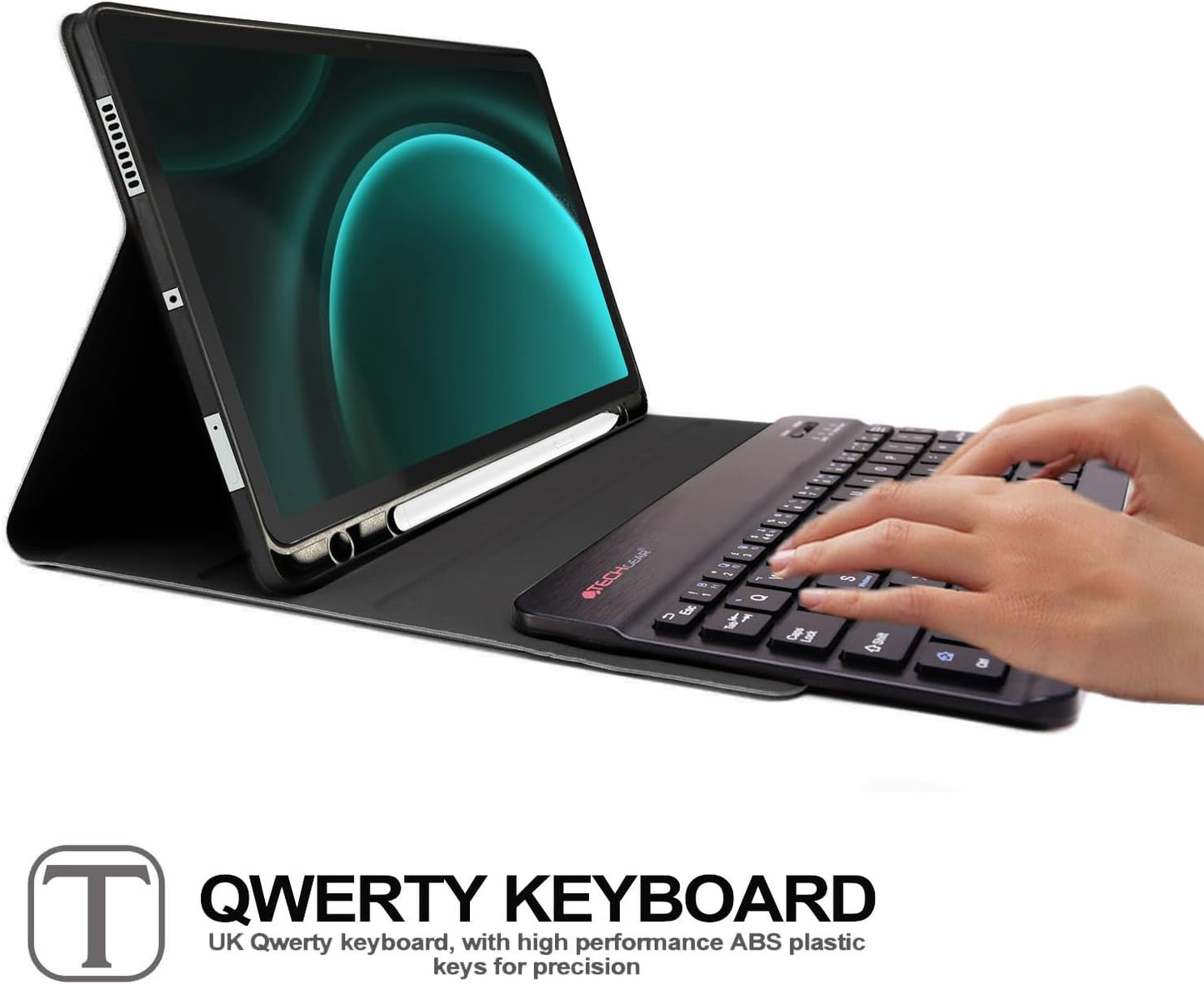TECHGEAR Strike Folio Keyboard Case for Samsung Galaxy Tab S10 Plus (S10+) / S9 Plus (s9+) 12.4" (SM-X820, X826, X810, X816) – UK QWERTY, Detachable Bluetooth Keyboard, Slim Protective Stand Cover, S Pen Compatible