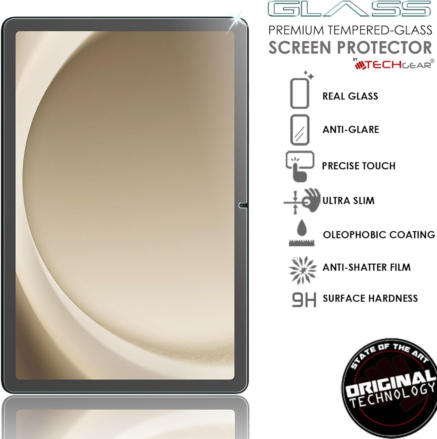 TECHGEAR Matte Anti-Glare Tempered Glass Screen Protector for Samsung Galaxy Tab A11 Plus / A9 Plus 11" (SM-X230/X236/X210/X215/X216) – 1/2/3 Pack