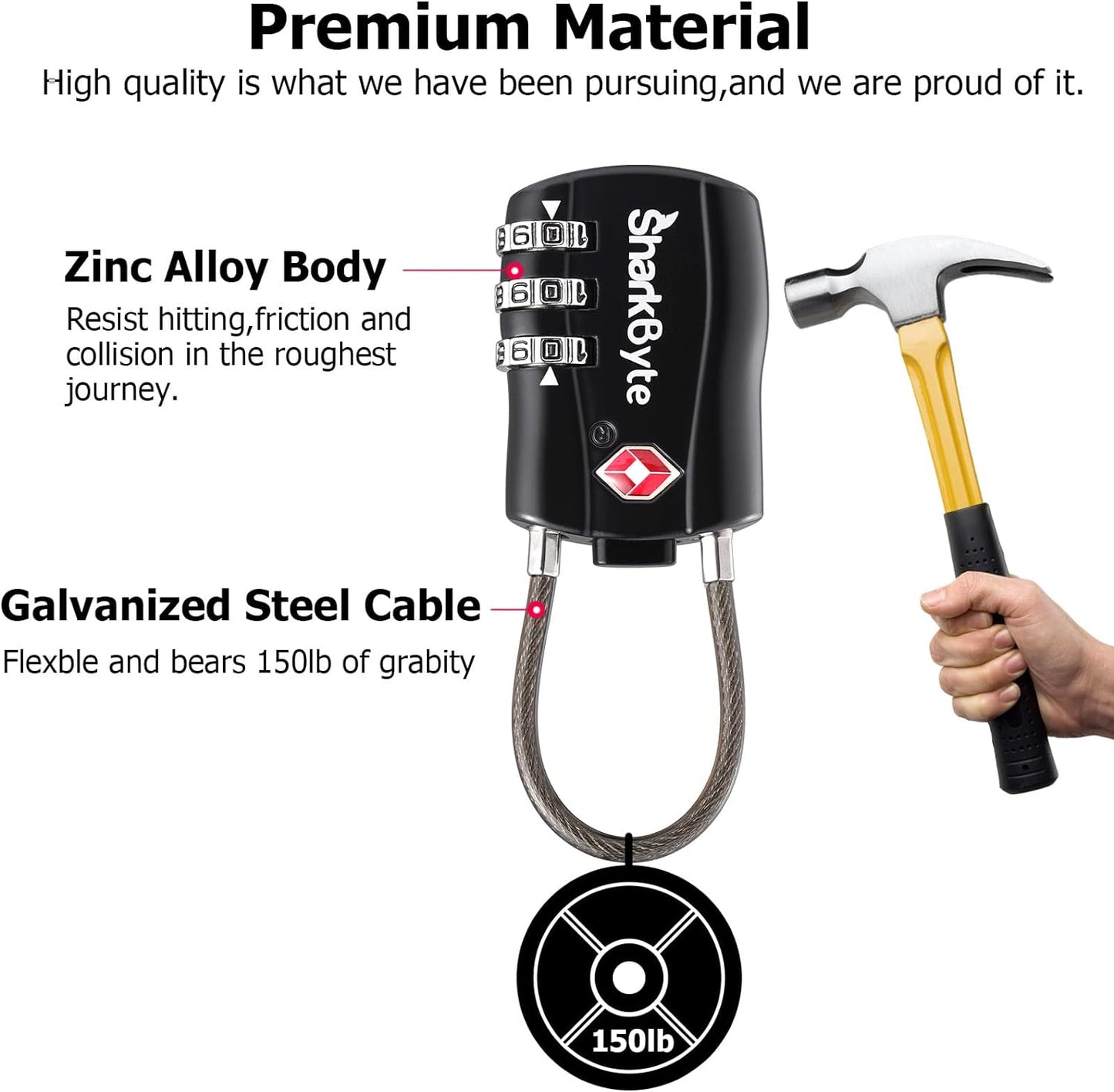 TSA Suitcase Locks 3-Dial Security Travel Combination Padlock