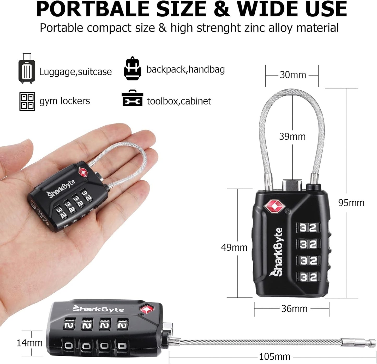 TSA Suitcase Locks 4-Dial Security Travel Combination Padlock