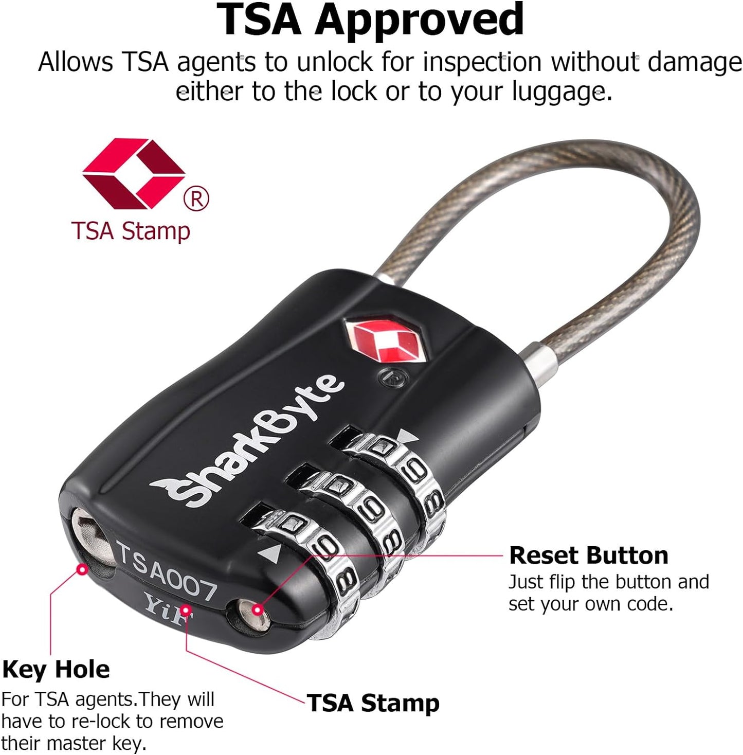 TSA Suitcase Locks 3-Dial Security Travel Combination Padlock