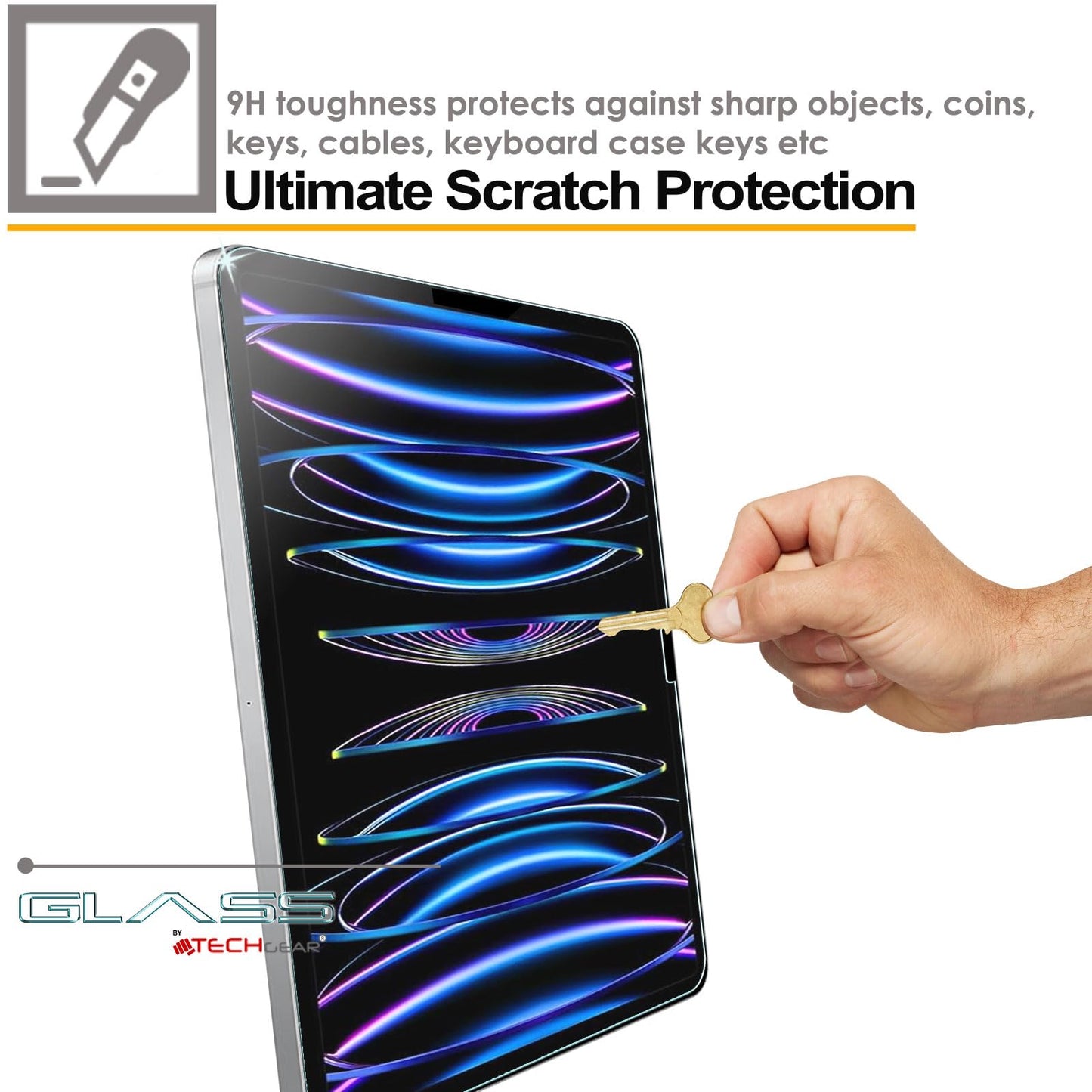 TECHGEAR Tempered Glass Screen Protector for iPad Pro 13" (2025 M5 / 2024 M4) – 1 Pack / 2 Pack / 3 Pack, HD Clear 9H Glass with Apple Pencil & Stylus Compatibility