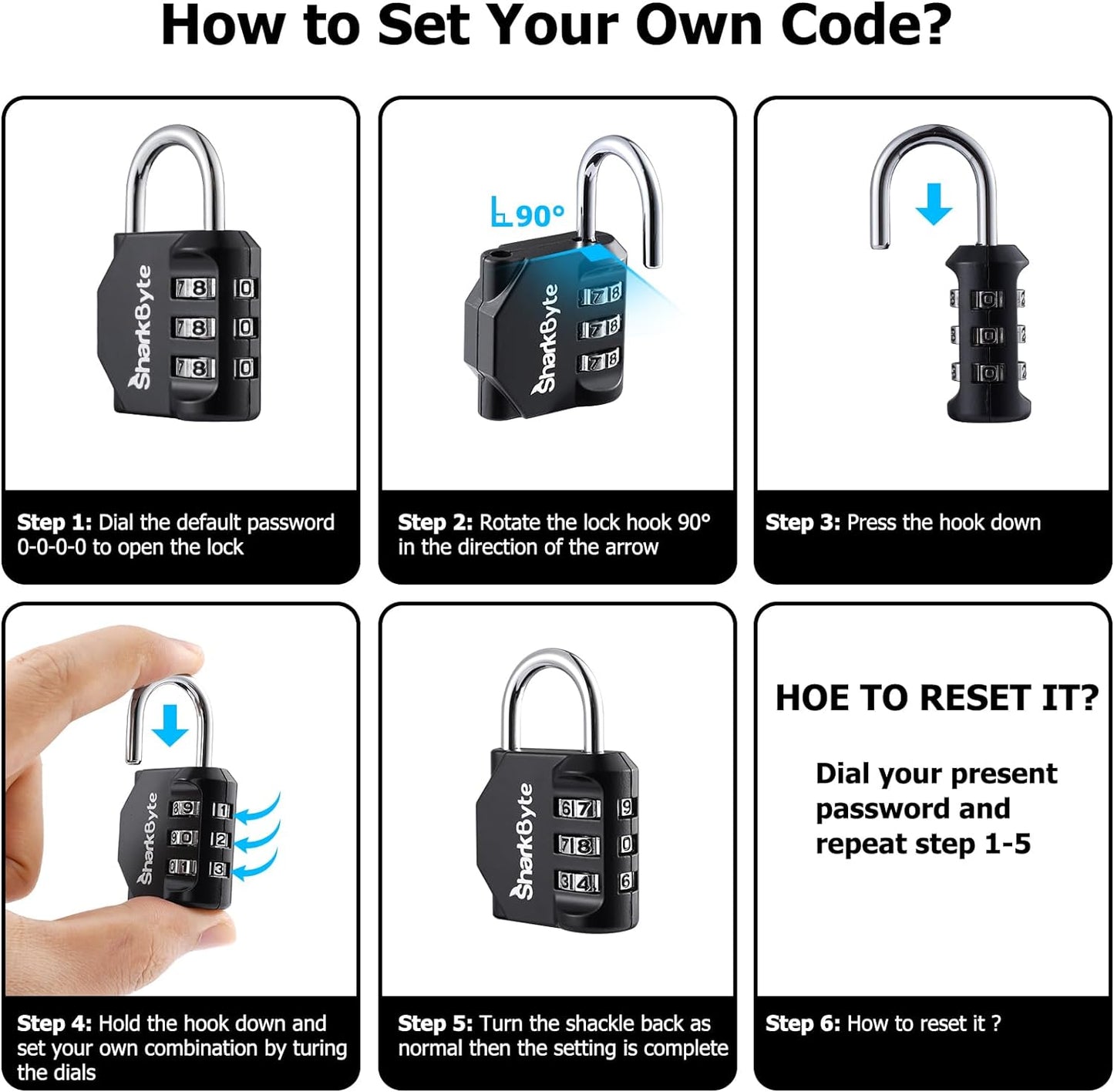 3-Dial Weatherproof Security Combination Padlock