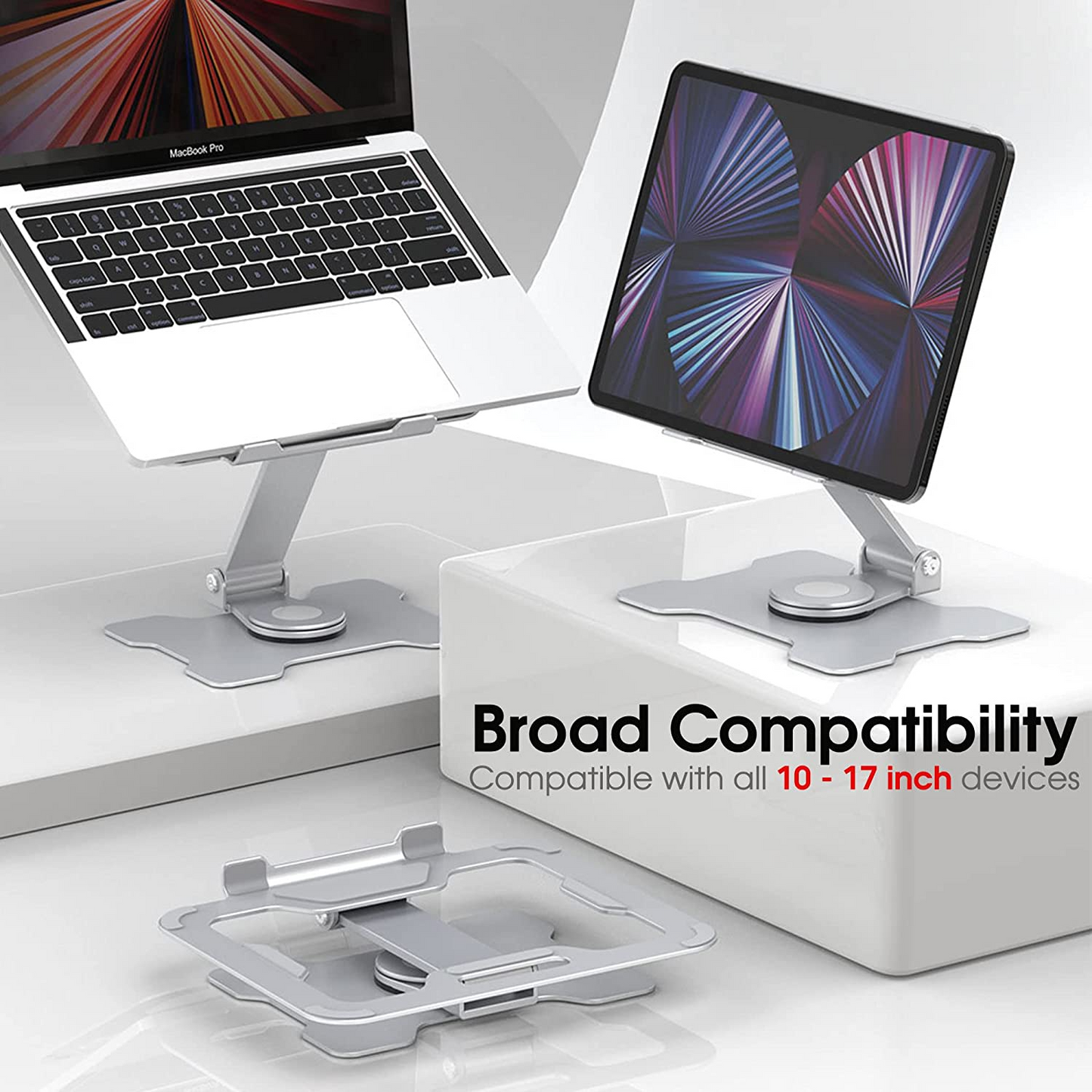 Folding Laptop Stand with 360 Rotating Base and Heat-Vent